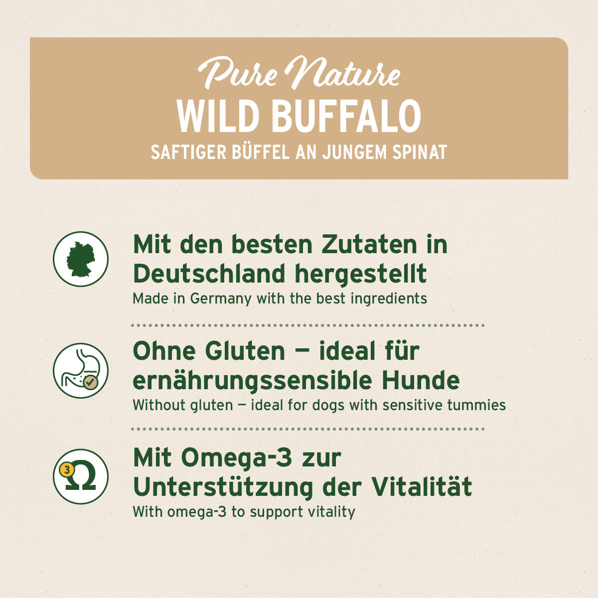 Nassfutter Wild Buffalo – "Büffel mit Spinat"