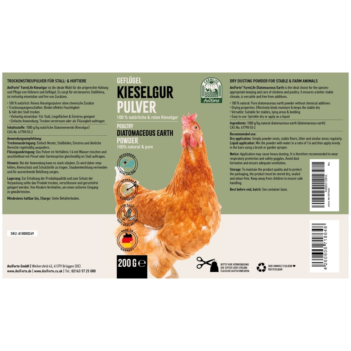 FarmLife Kieselgur Pulver 200g - ehemals Milben - STOP - AniForte