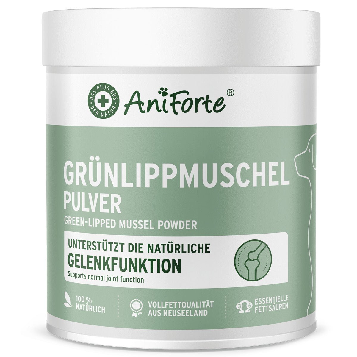 Grünlippmuschel Pulver unterstützt die natürliche Gelenkfunktion bei Hunden mit Omega 3 von essentiellen Fettsäuren